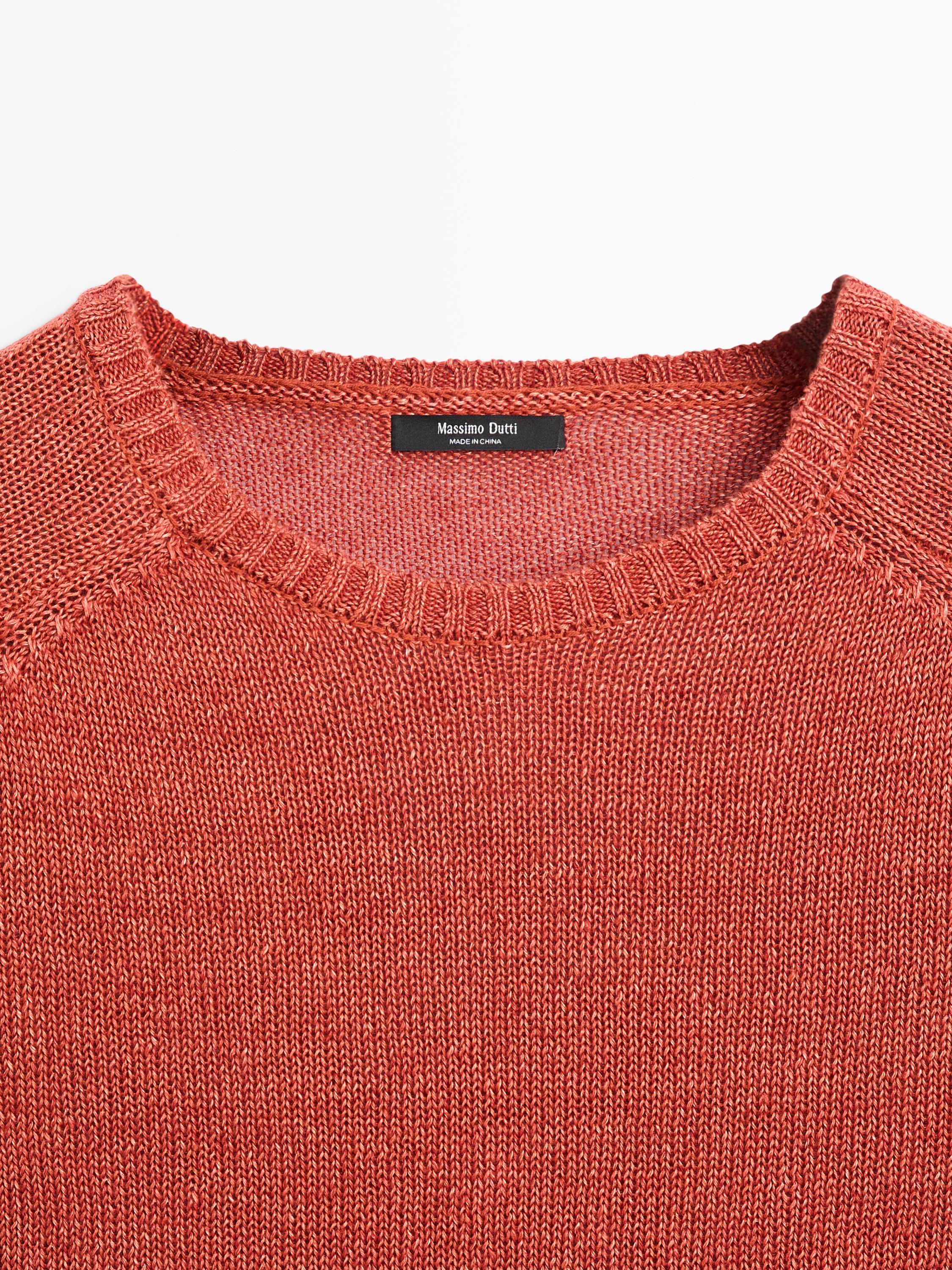 100% linen short sleeve knit sweater